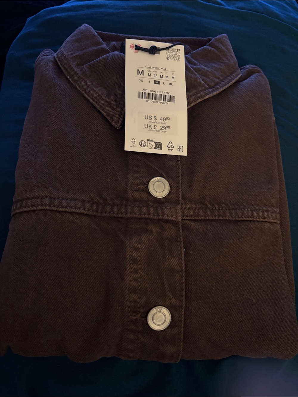 Zara Men's Dark Brown Corduroy Shirt Jacket